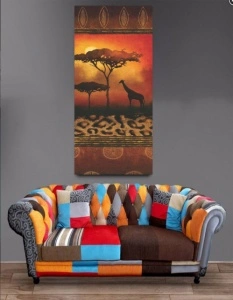 Gieaffe at sunset, uramljena slika 40x90cm - Img 2