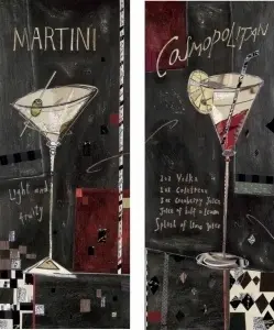 Martini, Cosmopolitan, komplet 2 uramljene slike 30x70cm svaka