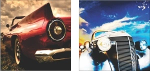 Old cars, komplet od dve uramljene slike 40x40cm svaka
