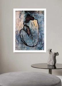 Pablo Picasso, nue bleu, uramljena slika 40x50cm - Img 2