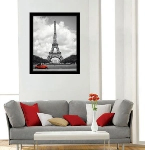 Paris red car, framed picture - Img 2