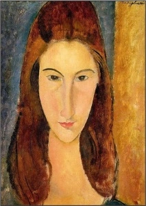 Portrait of Jeanne Hebuterne - A. Modigliani 1920 ., uramljena slika 40x50cm i 50x70cm