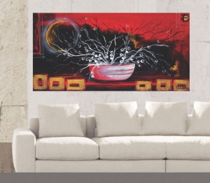 Rosso d oriente, uramljena slika 50 x 100 cm - Img 2