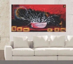 Rosso d oriente, uramljena slika 50 x 100 cm - Img 2