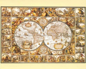 Stara mapa geografska sa zlatotiskom, dimenzije 56x71cm
