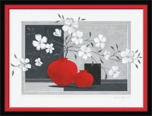 White flowers, framed picture