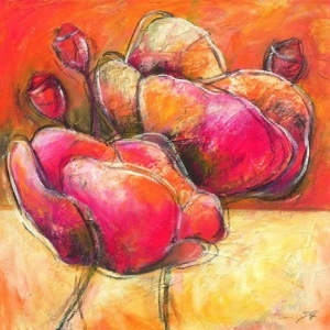 Crvena bulka, uramljena slika 70x70cm