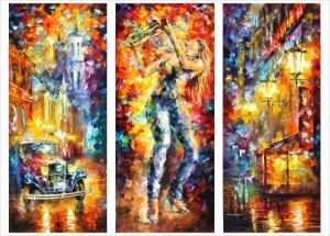 Leo, uramljena slika triptih 30x70cm svaka