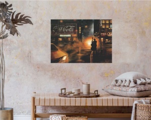 Noćni svirač u Njujorku, uramljena slika 56x71cm - Img 2