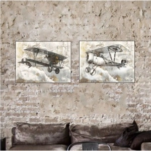Old planes, dve uramljene slike 30x40cm i 40x50cm svaka - Img 2