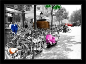 Pink vespa, framed picture