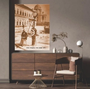 Stari Beograd, benzinska pumpa 1930., uramljena slika 30x40cm i 40x50cm - Img 2
