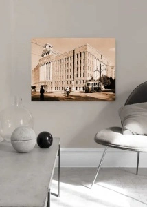 Stari Beograd, zgrada poste 1938., uramljena slika 30x40cm - Img 2