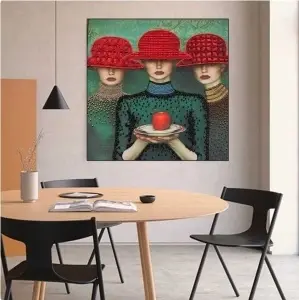 Tri crvena zenska sesira, uramljena slika dimenzije 50x50cm i 70x70cm - Img 2