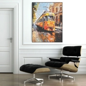 Zuti tramvaj, uramljena slika 40x50cm ,50x70cm i 60x90cm - Img 2