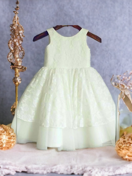 White lace and soft tulle special occasion girls dress
