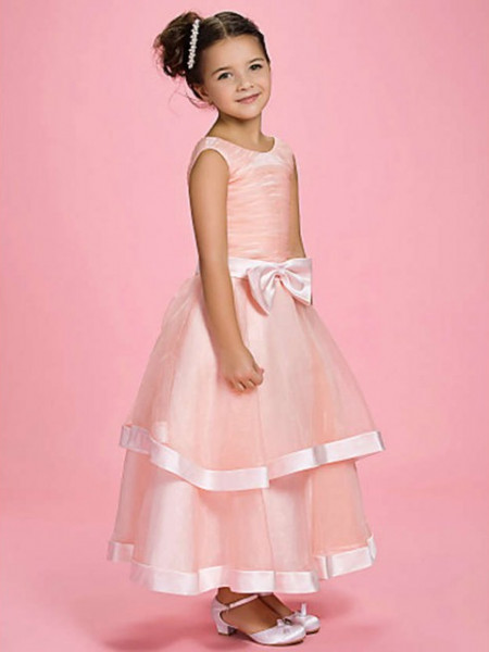 Girls lavish satin and tulle dress with bow