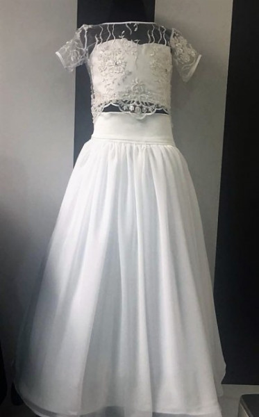 Lace set with pearls and chiffon - Img 2