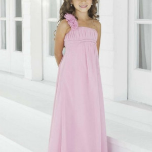 Rose chiffon girls dress with satin lining