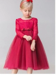 Dark red dress with lace and tulle