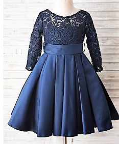 Girls lace dress with pleated skirt