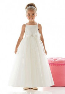 Girls long tulle dress with flower