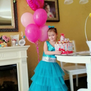 Beautiful tulle ruffles and shimmering girls turquoise dress - Img 2
