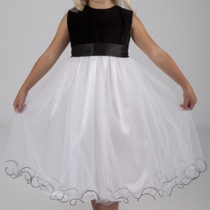 Black and white satin and tulle beautiful girls dress