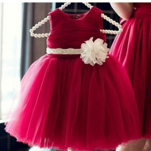 Satin dress with tulle flower