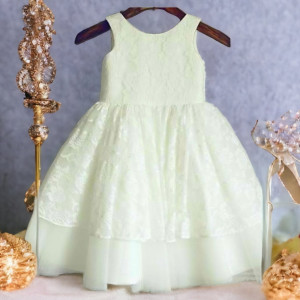 White lace and soft tulle special occasion girls dress