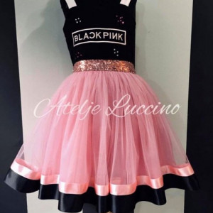 Black and pink dress custom made