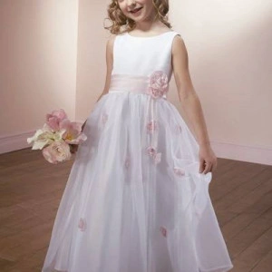 Girls rose flower, tulle and satin dress