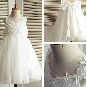 White lace open back dress