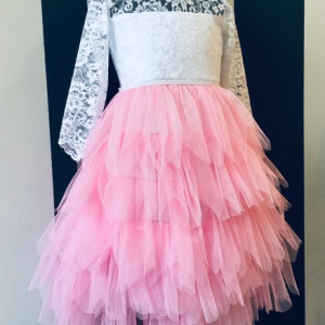 Tulle ruffles and lace dress
