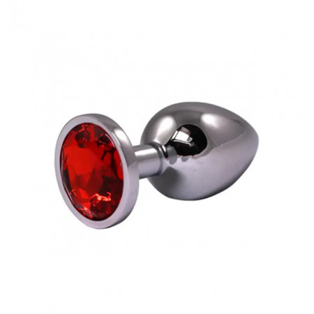 Mali metalni analni dildo sa crvenim dijamantom | Size S