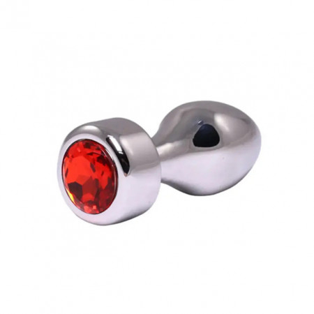 Metalni analni dildo sa crvenim dijamantom 8cm | Size S