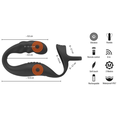 Masažer prostate | Cock Ring with RC Prostate Plug