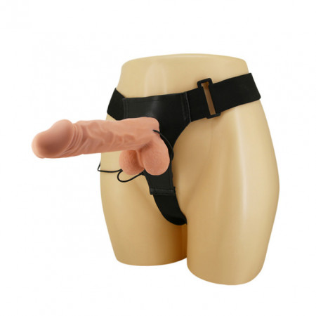 Vibrirajući strap on sa mekanim dildom | DILDO 9.4 INCH