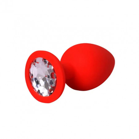 Veliki crveni silikonski analni dildo sa dijamantom | Size L