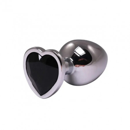Mali metalni analni dildo srce sa crnim dijamantom | Size S