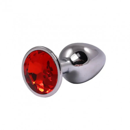 Veliki metalni analni dildo sa crvenim dijamantom | Size L