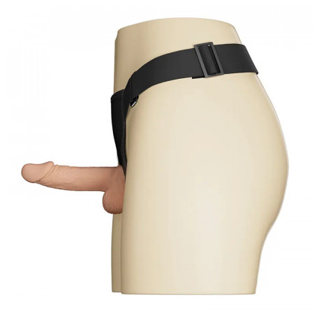 Vibrirajuci strap on sa mekanim dildom 19cm | Ultra