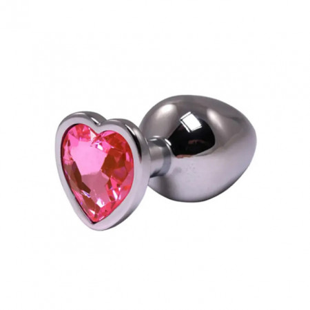 Mali metalni analni dildo srce sa rozim dijamantom | Size S