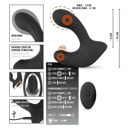Masažer prostate 3 funkcije | RC Butt Plug with 3 functions