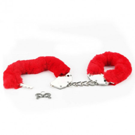 Metalne lisice sa crvenim krznom | Red Furry Metal Cuffs