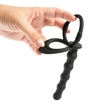 Crni silikonski dildo za duplu penetraciju i lubrikant | KOMBINUJ I UŠTEDI 209