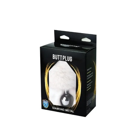 Metalni analni dildo sa belim repom | Metal Anal Plug White Tail