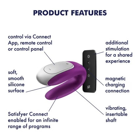 Vibrator za parove aplikacija | Satisfyer Double Fun Violet