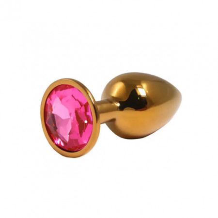 Mali zlatni analni dildo sa rozim dijamantom | Size S