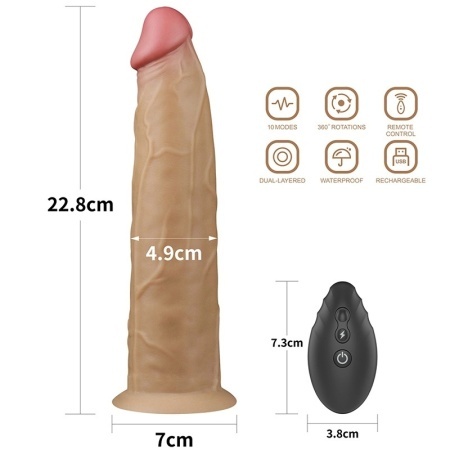 Rotirajuci dildo 23cm | 9in Dual Layered Platinum Silicone Rotator